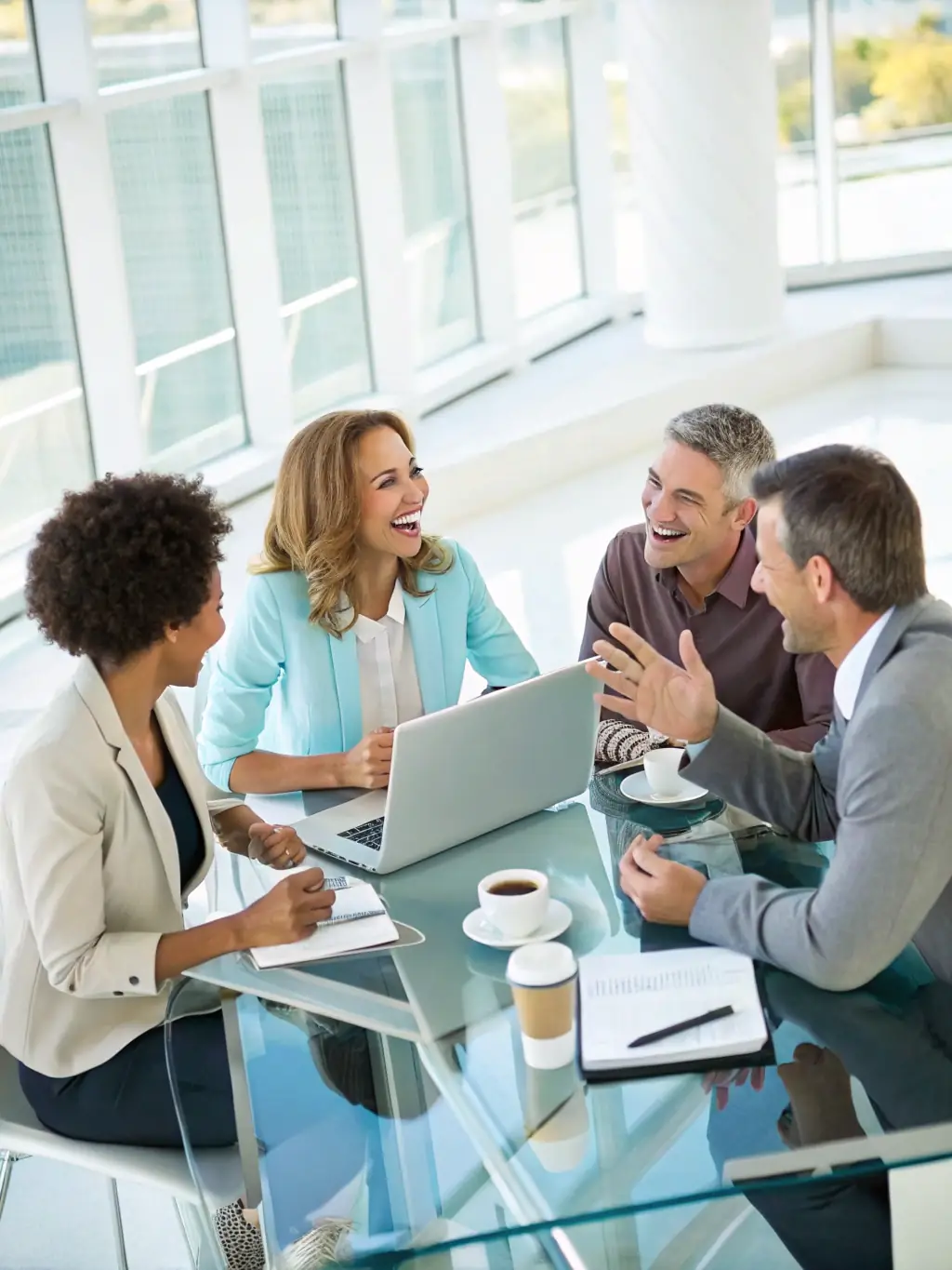 A diverse group of professionals collaborating in a modern co-working space in London, symbolizing teamwork and innovation.